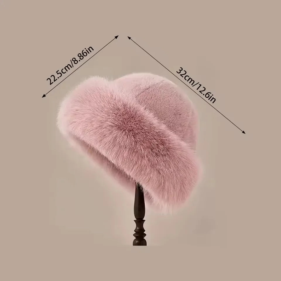 Women's Fluffy Plush Fur Beanie – Thick Warm Winter Hat Winter Fur Beanie SPOT