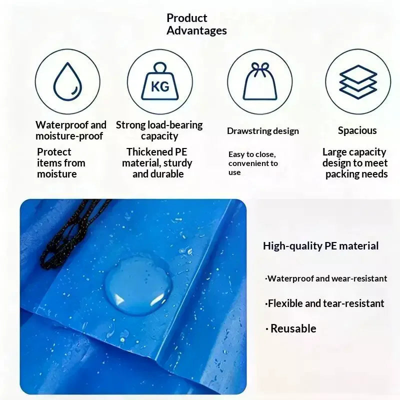 Large Waterproof PE Drawstring Storage Bag – Moving & Travel Moving Storage Bag SPOT