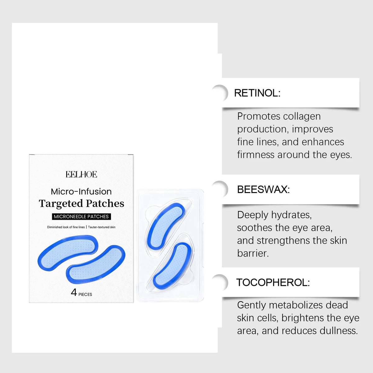 Eelhoe Microneedle Eye Patches – Retinol & Hyaluronic Acid Microneedle Eye Patches SPOT