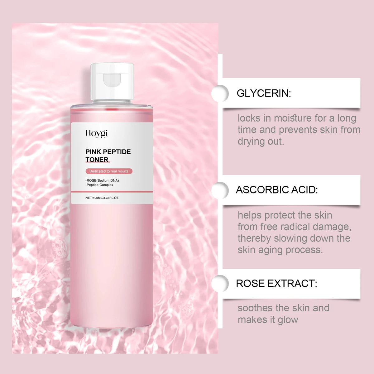 Hoygi Rose Peptide Toner – Brightening & Hydrating | 100ml Facial Toner SPOT