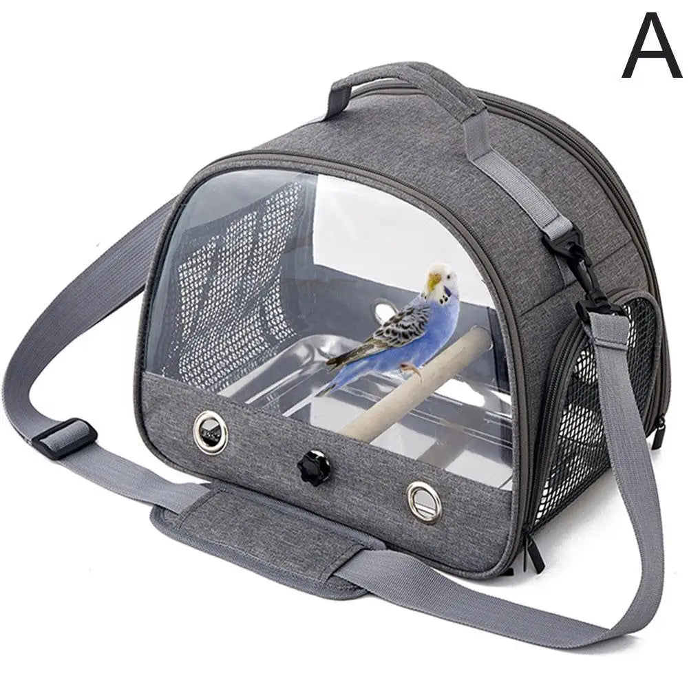 Portable Bird Carrier Backpack with Perch & Mesh Windows Bird Travel Carrier SPOT Grey