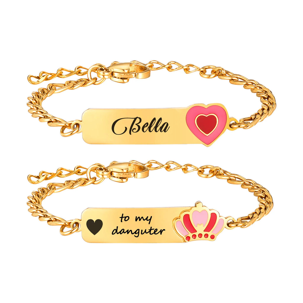 Personalized Name ID Bracelet – Girls Gold Stainless Steel Personalized ID Bracelet SPOT