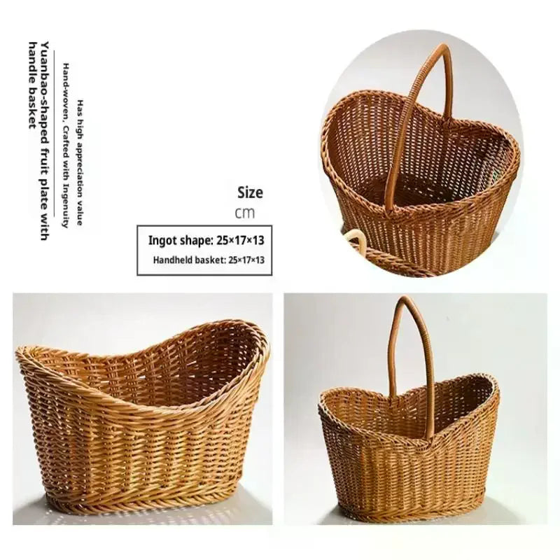 Woven Rattan-Style Serving Basket – Bread, Fruit & Veggie Tray Woven Serving Basket SPOT