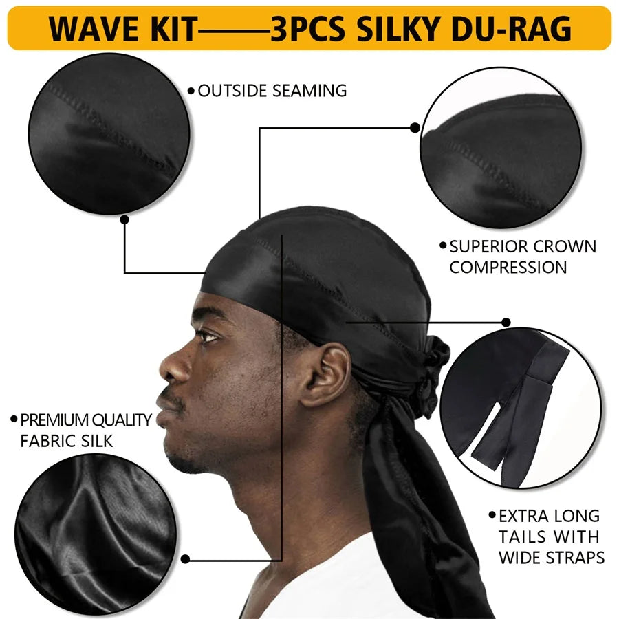 Silk Du-Rag for Men – Wave Cap, Breathable & Adjustable Du-Rag Wave Cap SPOT
