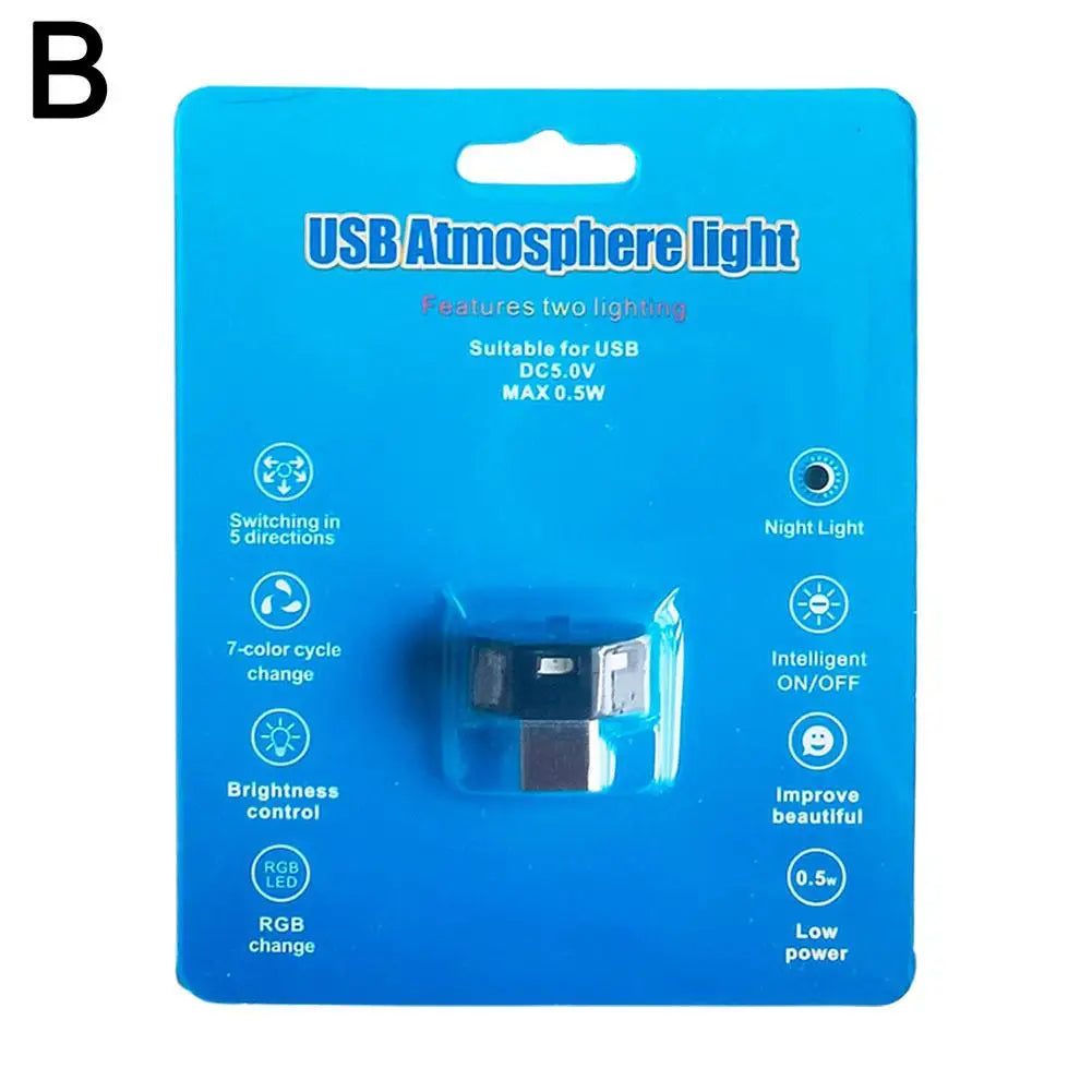 Mini USB-C RGB LED Car Ambient Light – 8-Color Interior Neon Car Ambient Light SPOT A