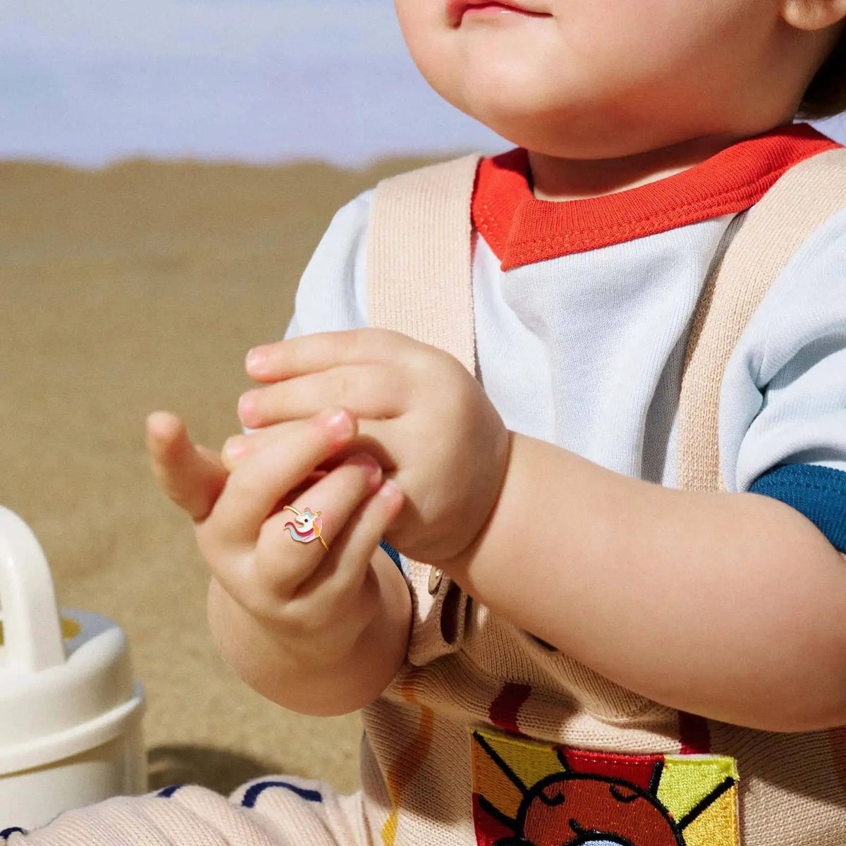 Red Enamel Adjustable Ring – 18K Gold Kids & Women Gift Fashion Ring SPOT
