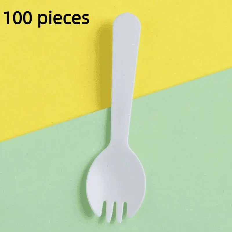 100-Pack Individually Wrapped BPA-Free Plastic Spoons – Party Disposable Cutlery SPOT Beige