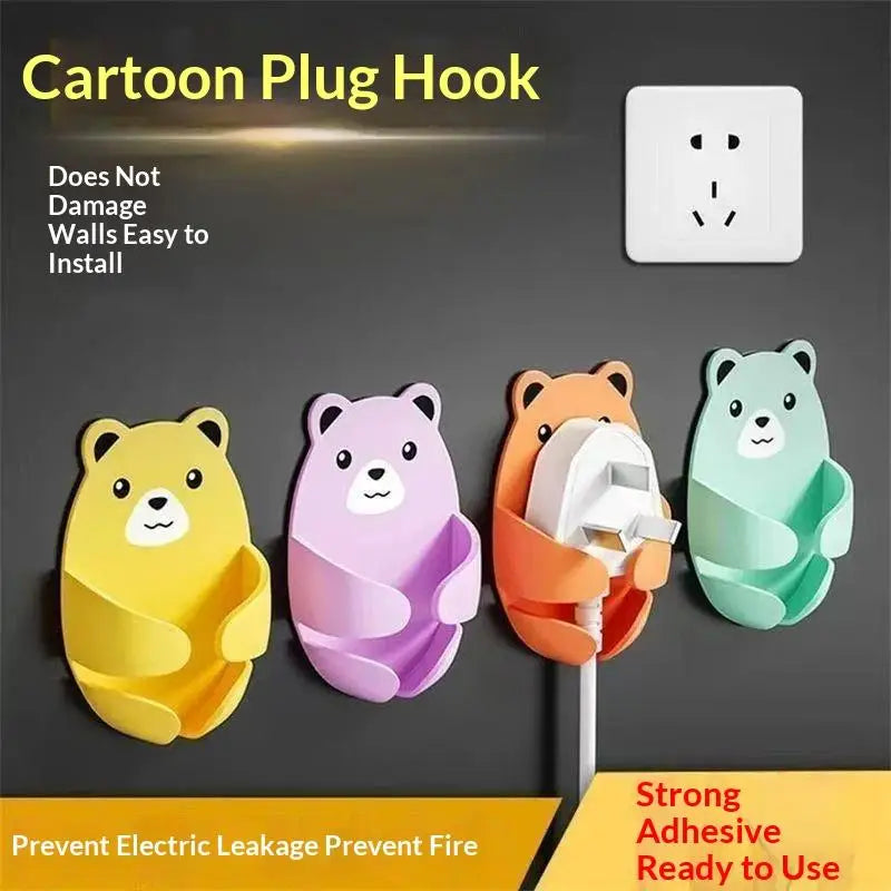 4-Pack Bear Adhesive Plug Hooks – No-Drill Wall Organizer Adhesive Wall Hooks SPOT