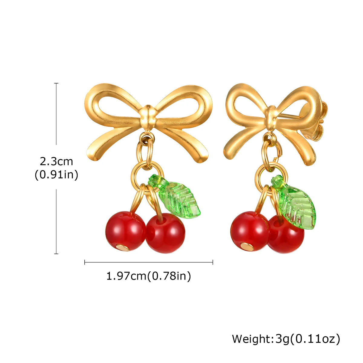 Cherry Zirconia Dangle Earrings – 14K Gold Plated & Hypoallergenic Dangle Drop Earrings SPOT ED-783G