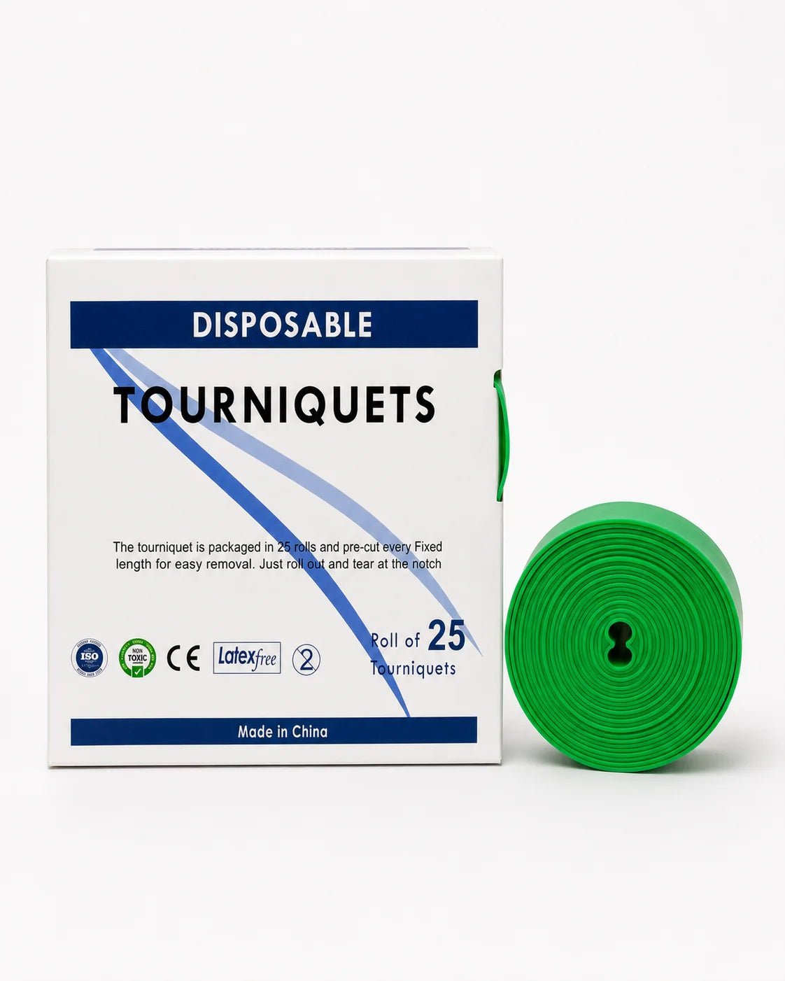 Disposable TPE Tourniquet 25-Pack – First Aid Elastic Strap Disposable Tourniquet SPOT