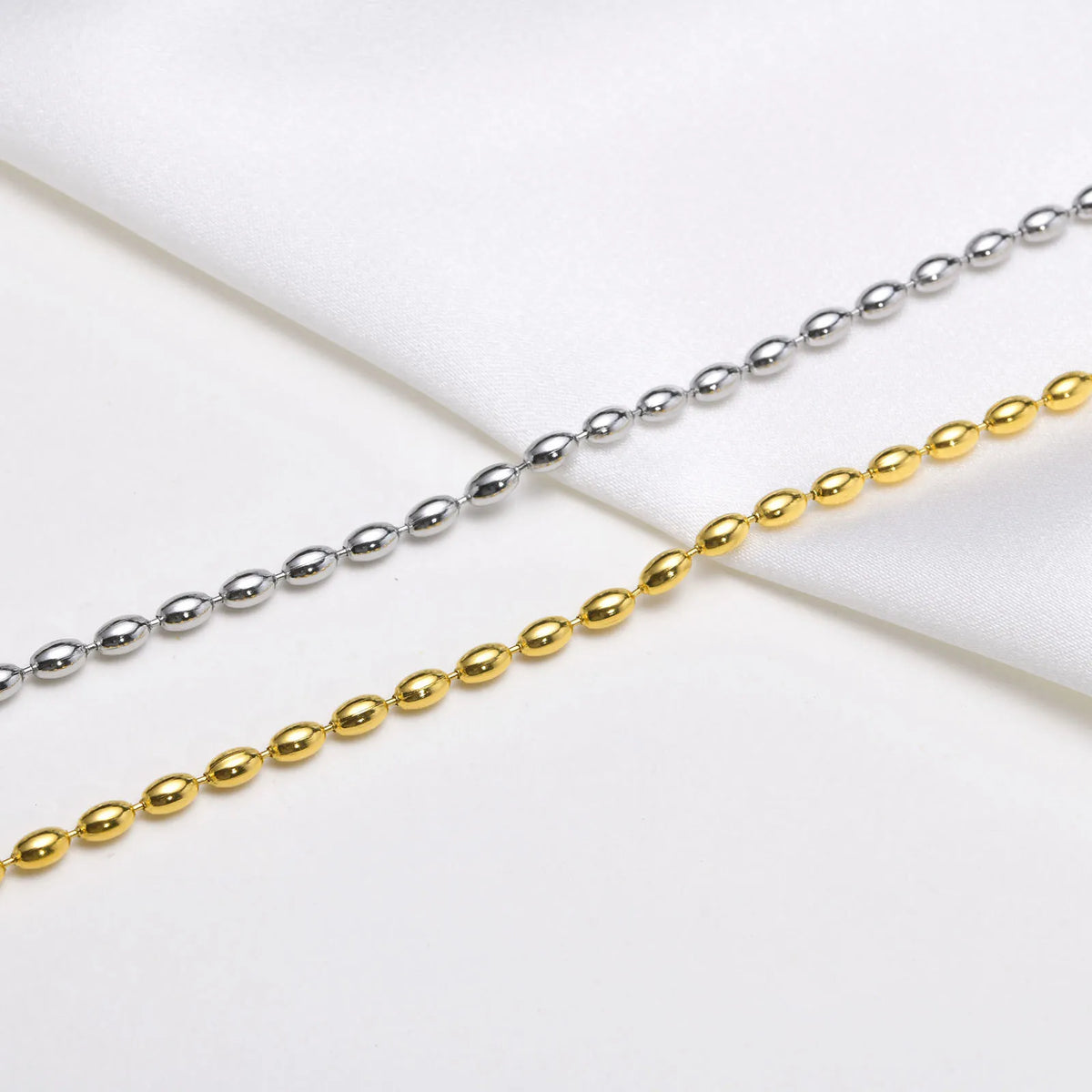 Oval Beaded Ball Chain Choker Necklace – Gold, 2mm/3mm Beaded Chain Necklace SPOT