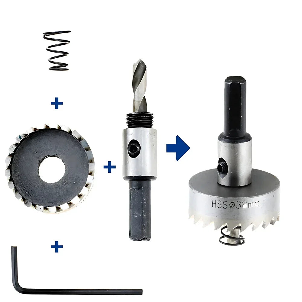 HSS Hole Saw Drill Bit Set – 5 Sizes, Metal & Steel Hole Saw Drill Set SPOT
