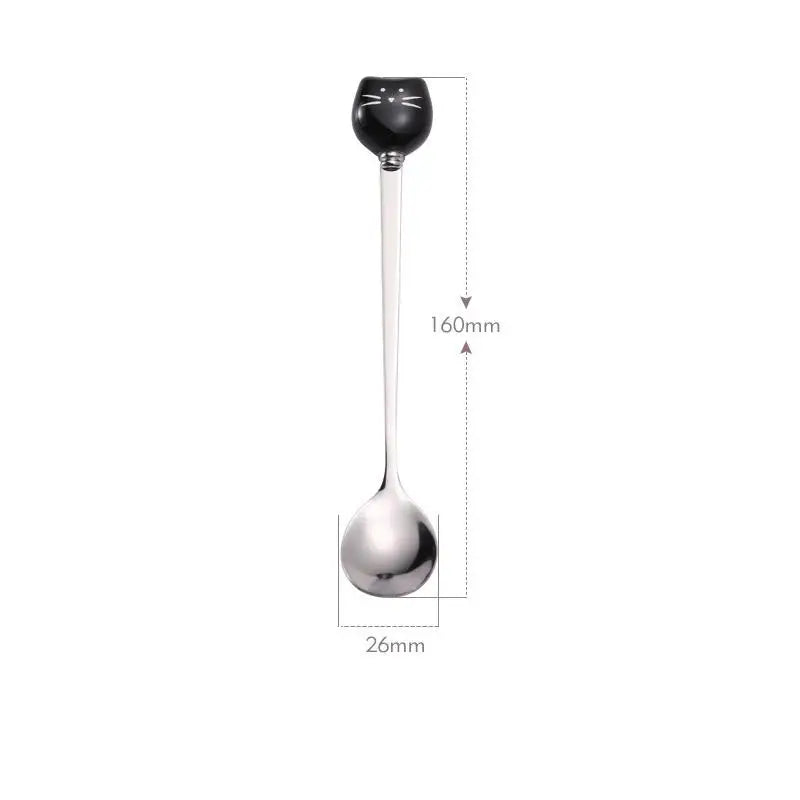 Black & White Cat Ceramic Stainless Steel Spoon – Coffee & Dessert Novelty Spoon SPOT
