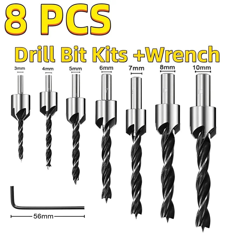 HSS Countersink Drill Bit Set 3mm–10mm | Chamfer & Woodworking Countersink Drill Bit Set SPOT 8PCS Set