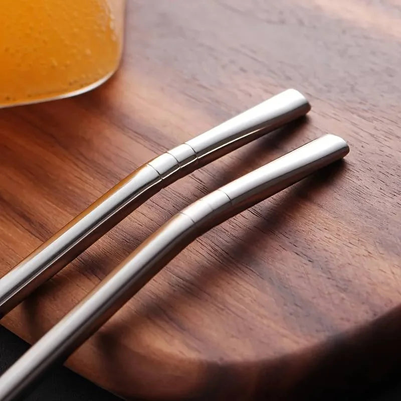 Stainless Steel Straw Spoon with Filter & Cleaning Brush Straw Spoon Set SPOT