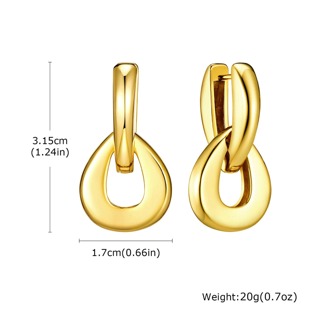Chunky Geometric Hoop Earrings – Gold Stainless Steel Huggie Hoop Earrings SPOT EH-395G