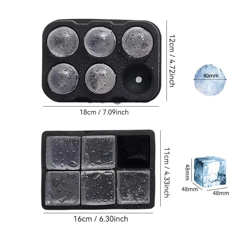 6-Cavity Silicone Ice Ball Mold – Sphere Ice Tray for Cocktails Silicone Ice Mold SPOT