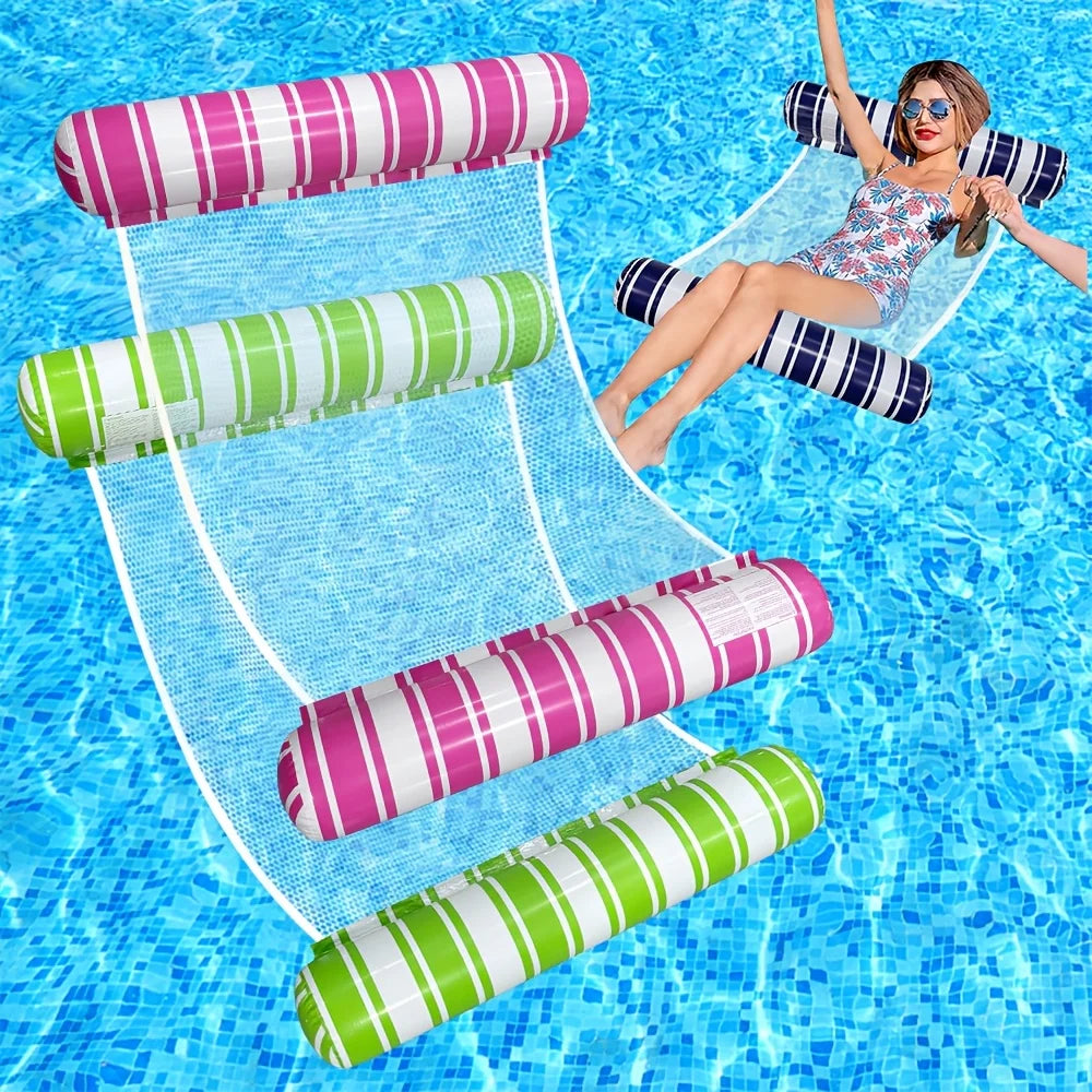 Inflatable Striped Pool Float Hammock – 4 Colors | PVC Inflatable Pool Float SPOT
