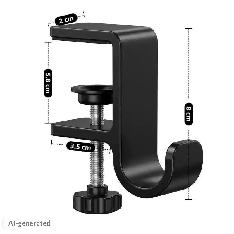 Adjustable No-Drill Desk Edge Hook – Bag & Headphone Hanger Desk Hook Organizer SPOT A3