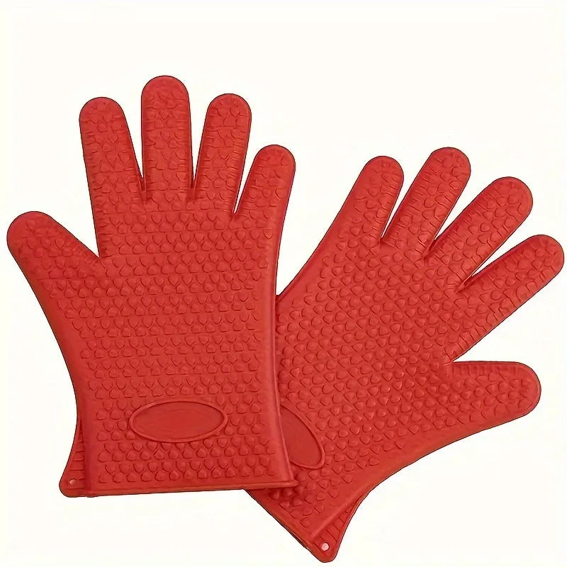 Silicone Oven Mitts – Heat-Resistant Non-Slip Kitchen Gloves Silicone Oven Mitts SPOT Red