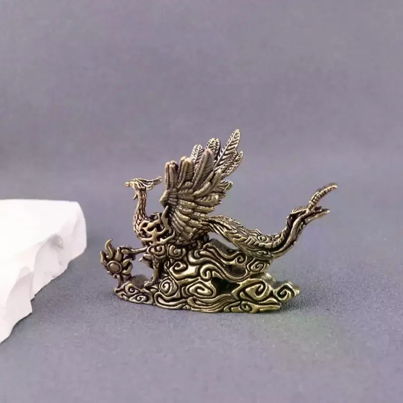 Brass Phoenix Figurine – Good Luck Desktop Ornament & Gift Decorative Figurine SPOT
