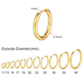 Minimalist Gold Hoop Earrings – Stainless Steel Huggies Hoop Earrings SPOT gold 25mm