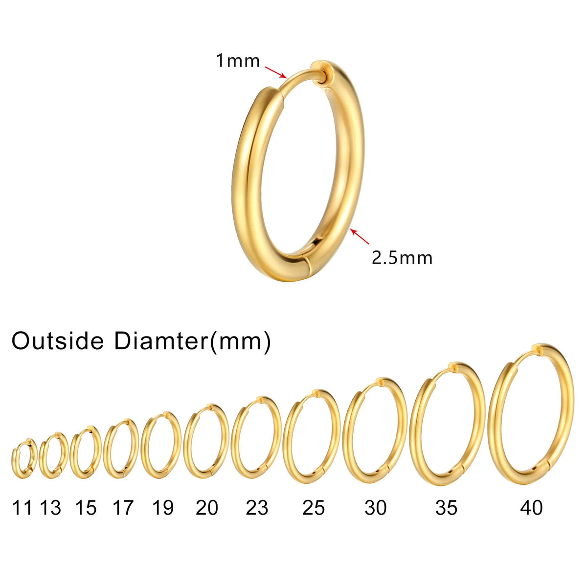 Minimalist Gold Hoop Earrings – Stainless Steel Huggies Hoop Earrings SPOT gold 25mm