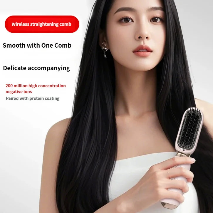 Cordless Negative Ion Hair Straightener Brush – USB Rechargeable Hair Straightener Brush SPOT