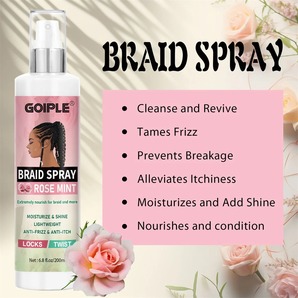 Goiple Rose Water Braid Spray & Locking Gel 2-Pc Set Braid Styling Set SPOT