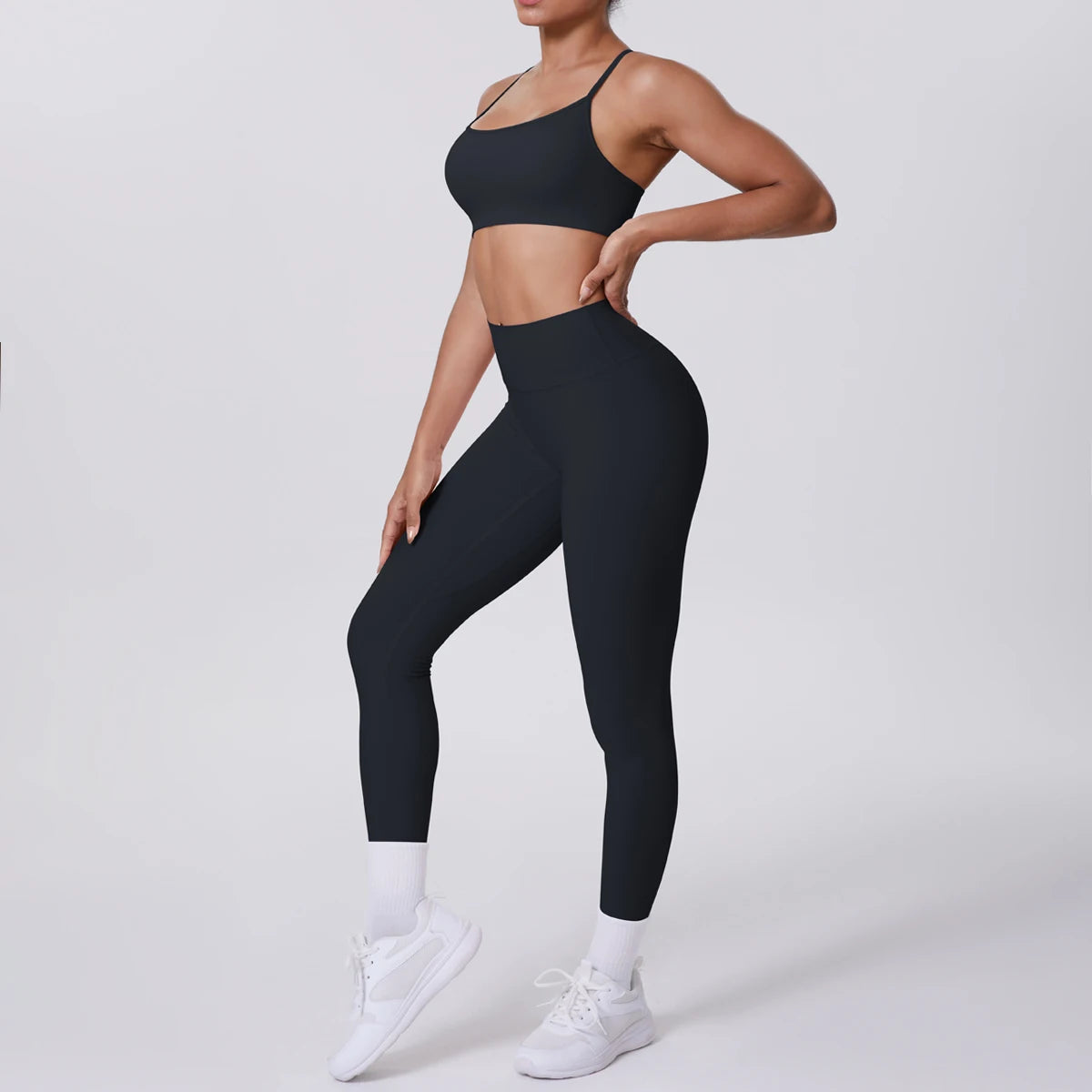 Women's Seamless Yoga Set – Sports Bra & High-Waist Leggings Women's Activewear Set SPOT Black XL