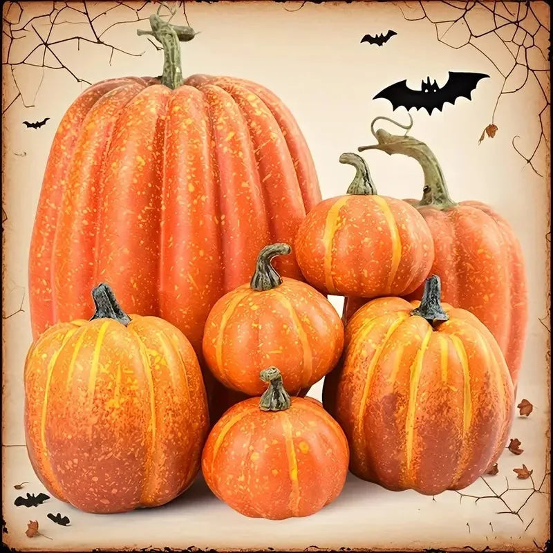 7-Piece Artificial Pumpkin Set – Fall Halloween & Thanksgiving Decor Seasonal Home Decor SPOT