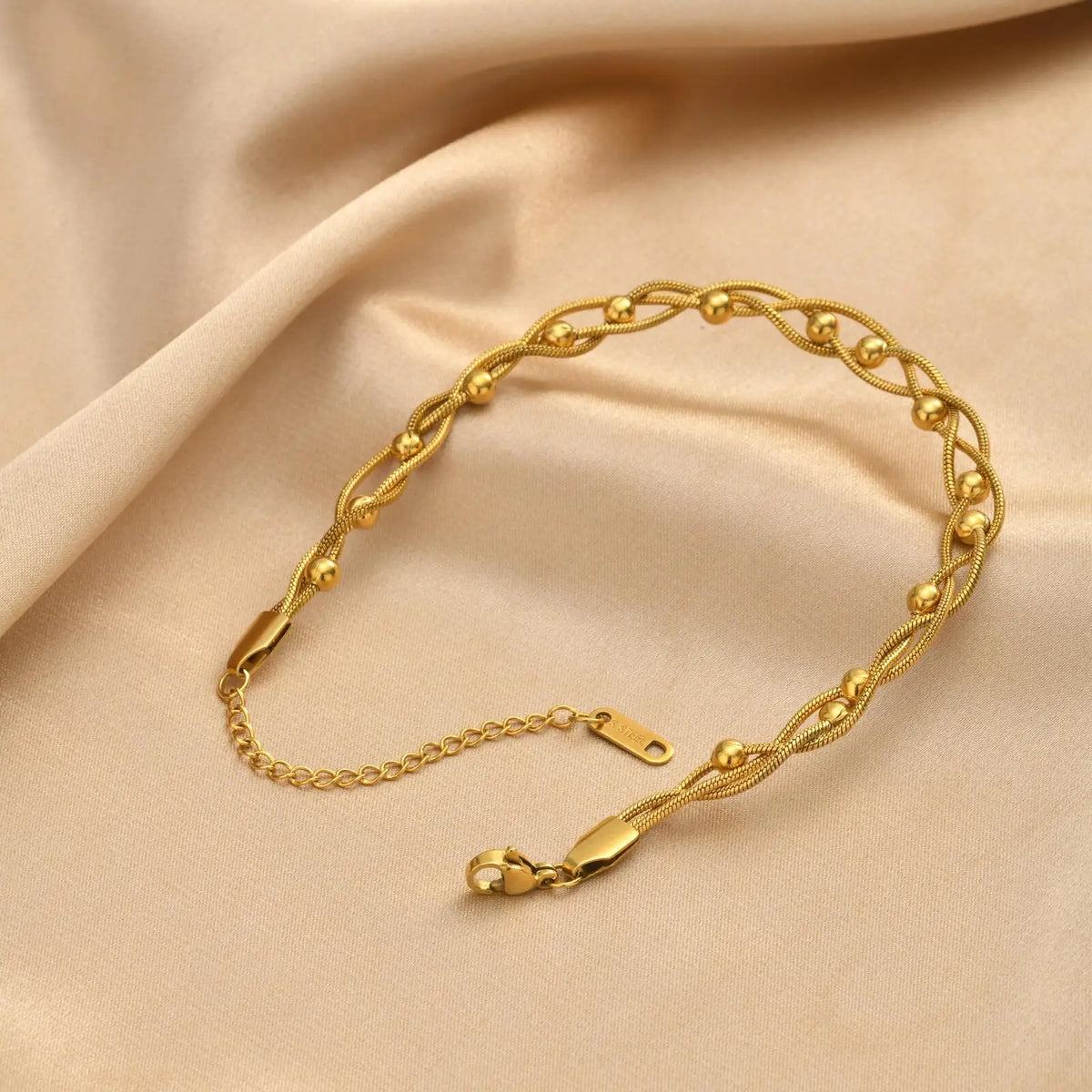 Layered Snake Chain Anklet – Waterproof Gold Stainless Steel Fashion Anklet SPOT