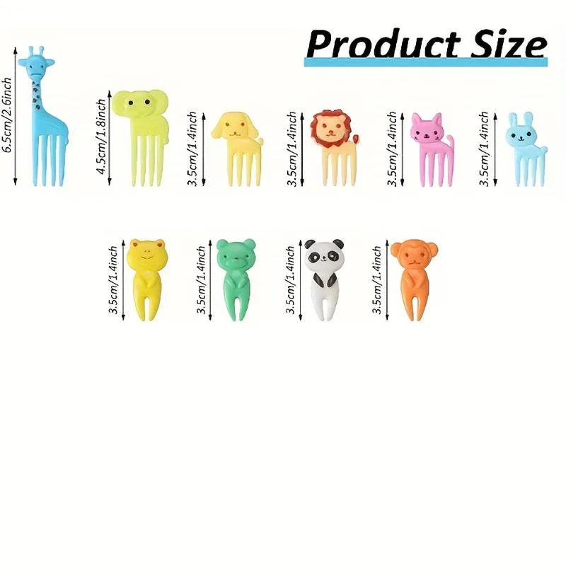 Animal Cartoon Fruit Picks – Kids Bento Party Food Forks 10pc Kids Food Picks SPOT