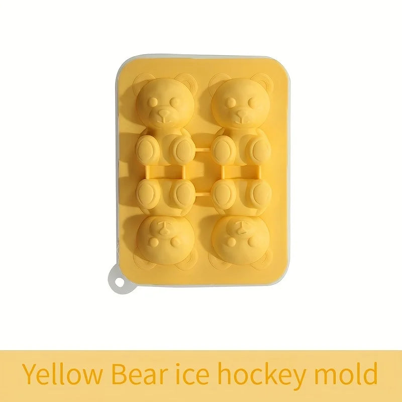Teddy Bear Ice Cube Mold – Food-Grade Silicone Freezer Tray Silicone Ice Mold SPOT Yellow