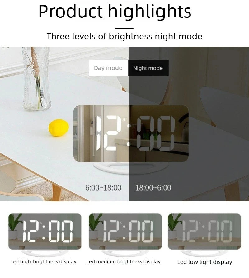 LED Vibration Alarm Clock with Snooze & Night Mode | Bedside LED Alarm Clock SPOT
