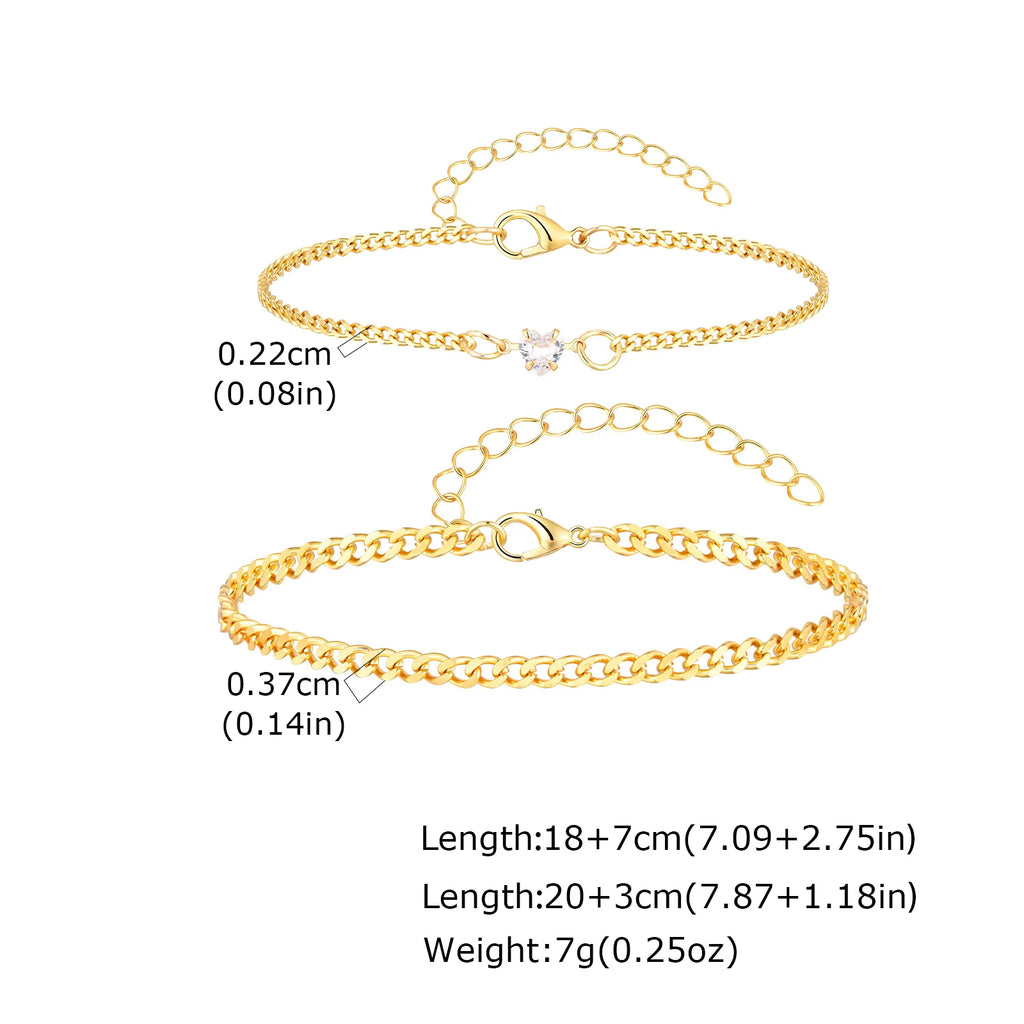 Matching Couple Bracelets – Cuban Link CZ Heart Stainless Steel Couple Bracelet Set SPOT CB-230GG