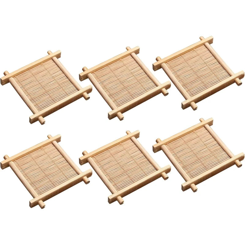6-Piece Bamboo Coasters for Kung Fu Tea & Espresso Cups Bamboo Cup Coasters SPOT Default Title