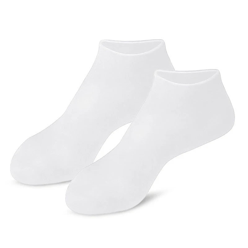 Silicone Moisturizing Gel Socks – Exfoliating Foot Spa Care Foot Care Socks SPOT White