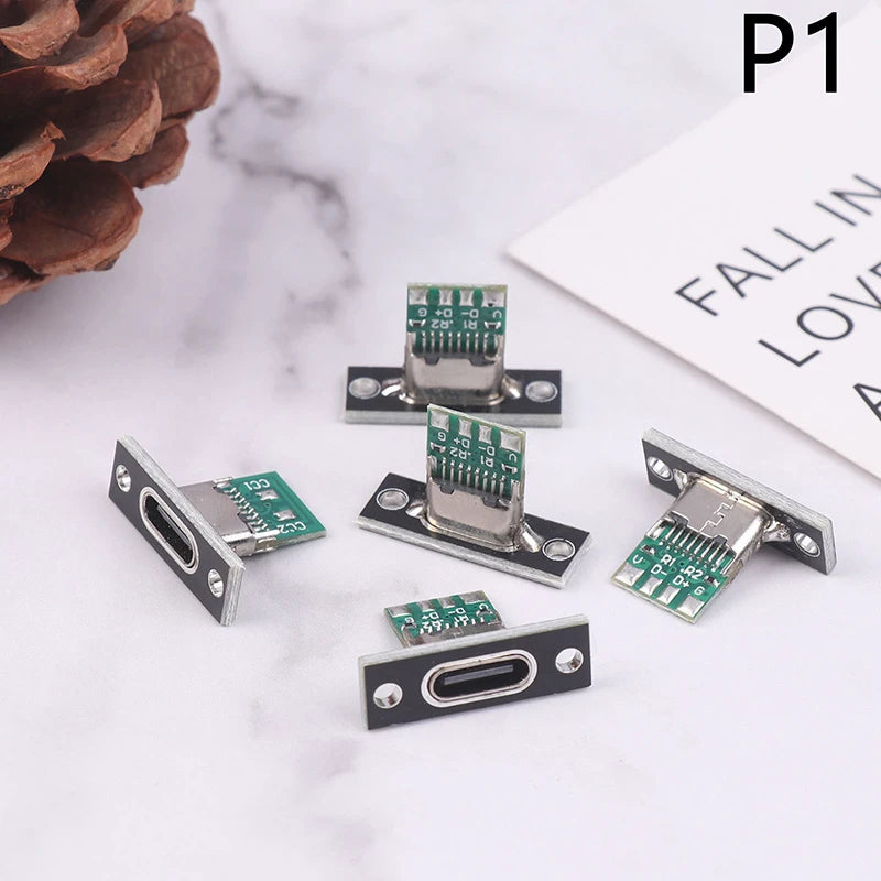 USB 3.1 Type-C Female Connector Jack with Screw Plate – 5 Pack USB-C Connector Jack SPOT 1
