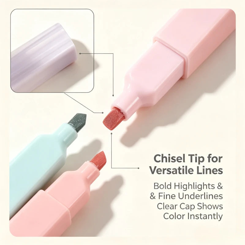 12-Pack Square Highlighter Markers for Journaling & School Highlighter Marker Set SPOT