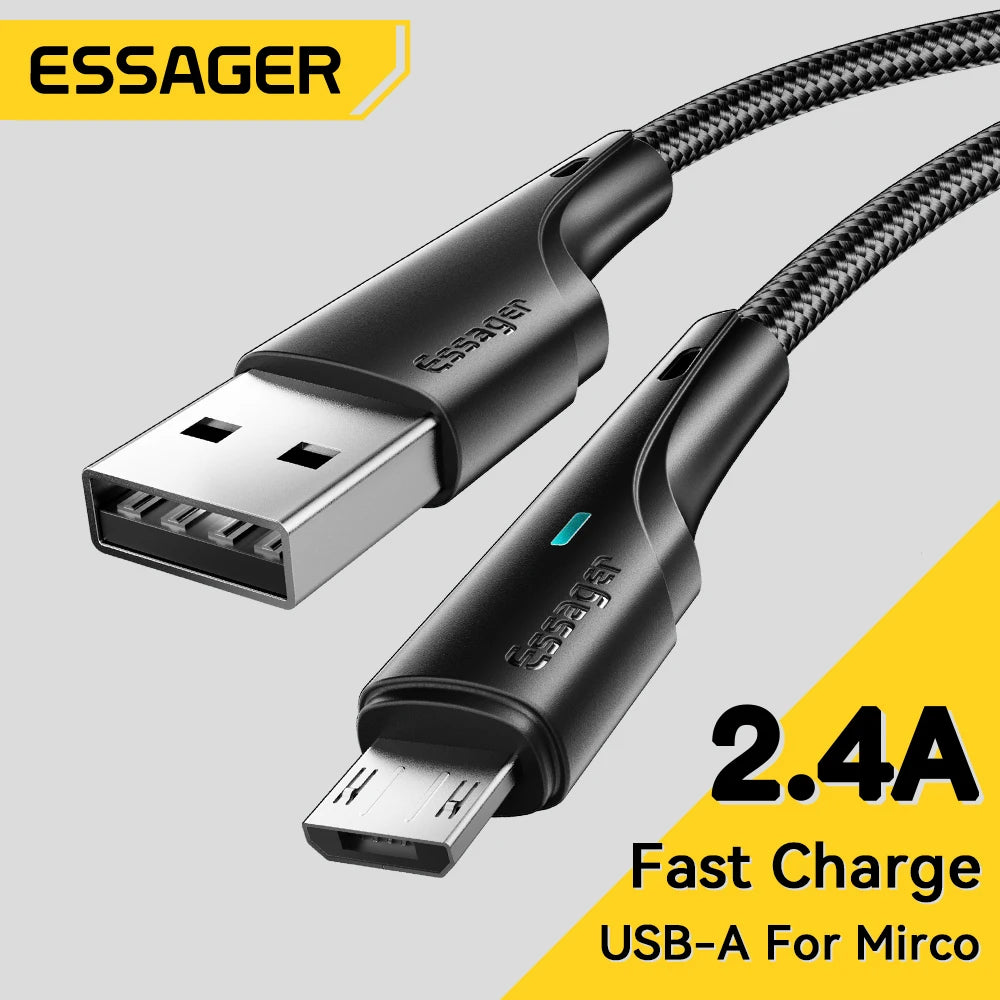 Essager Micro USB Fast Charging Cable – LED Braided 2.4A USB Charging Cable SPOT
