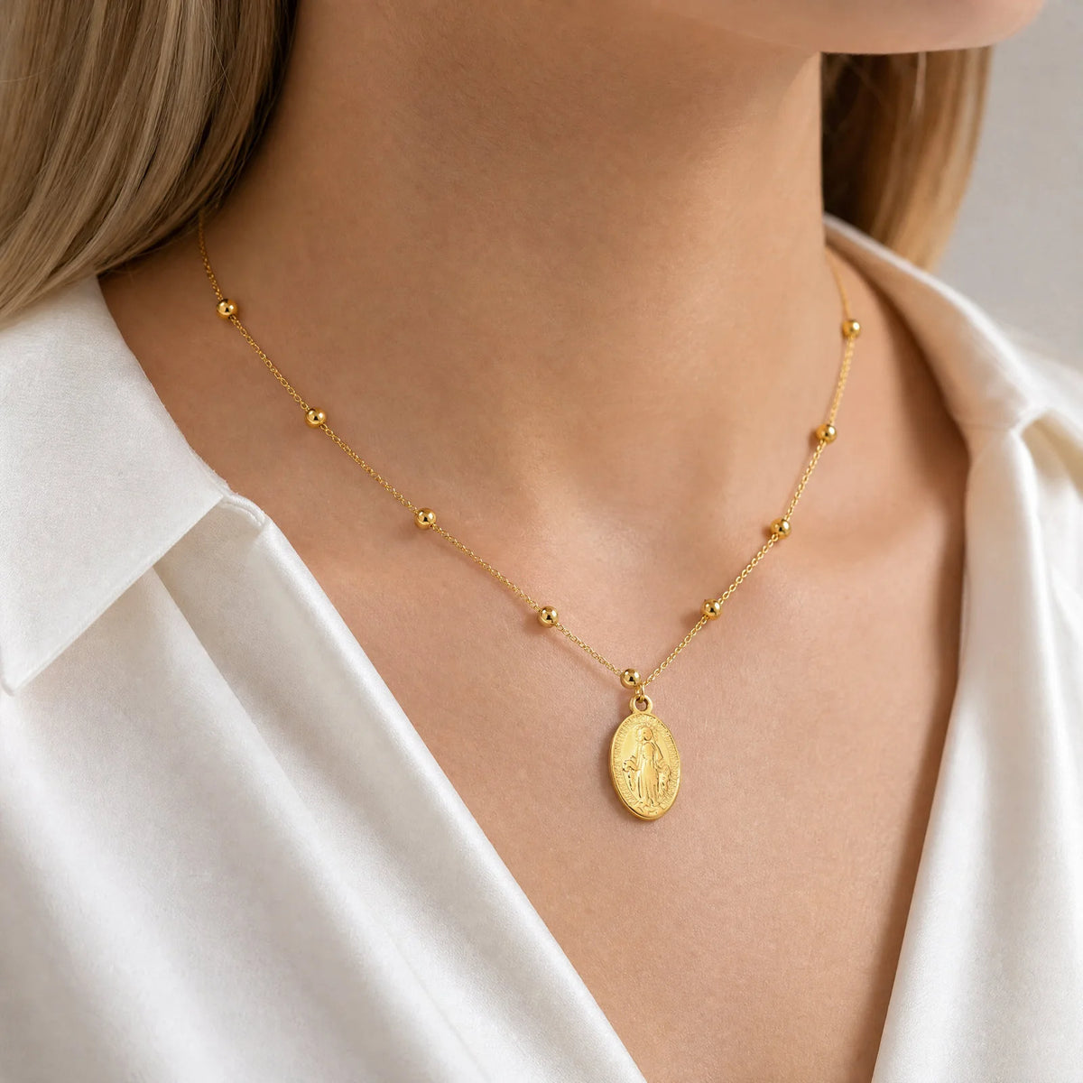 18K Gold Virgin Mary Pendant Necklace – Catholic Gift for Women Pendant Necklace SPOT