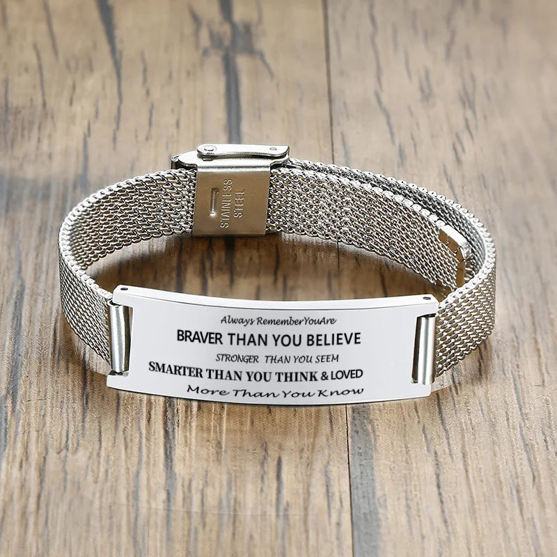 Personalized Engraved Mesh Bracelet – Women's Stainless Steel Custom Engraved Bracelet SPOT