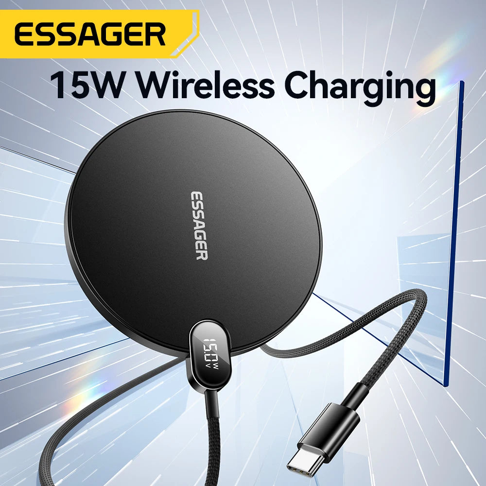Essager 15W Wireless Charging Pad – LED Display, Fast Charge Wireless Charging Pad SPOT