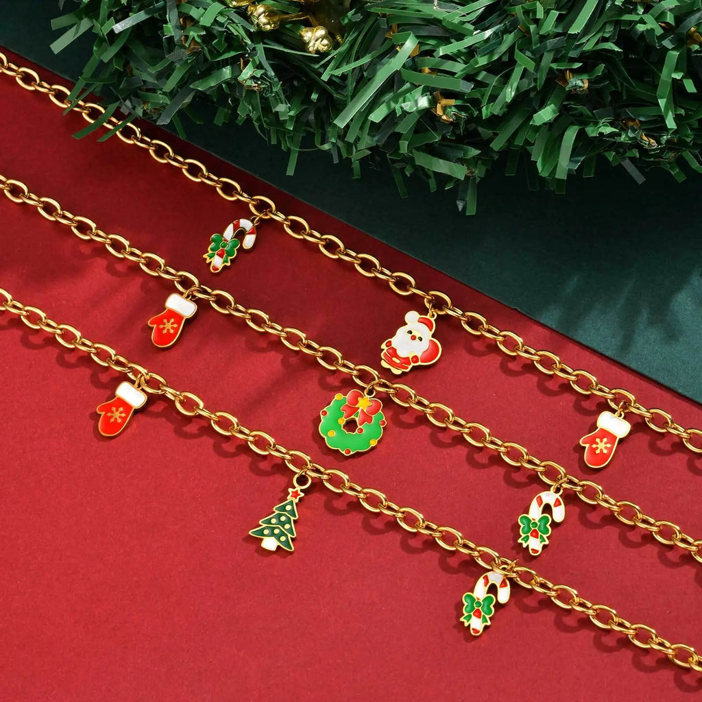 Christmas Charm Necklace – Stocking, Tree & Santa Pendant Pendant Necklace SPOT