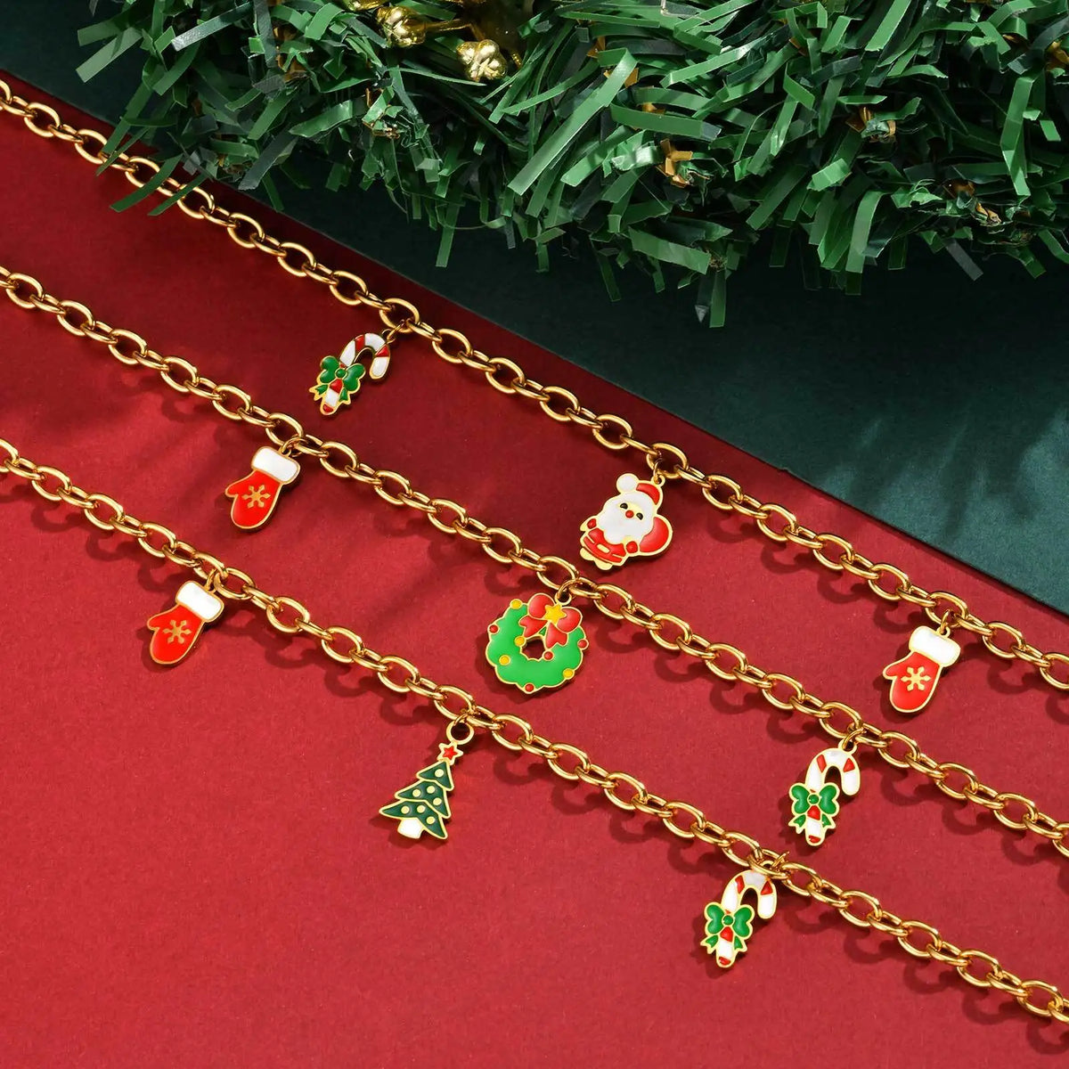Christmas Charm Necklace – Stocking, Tree & Santa Pendant Pendant Necklace SPOT