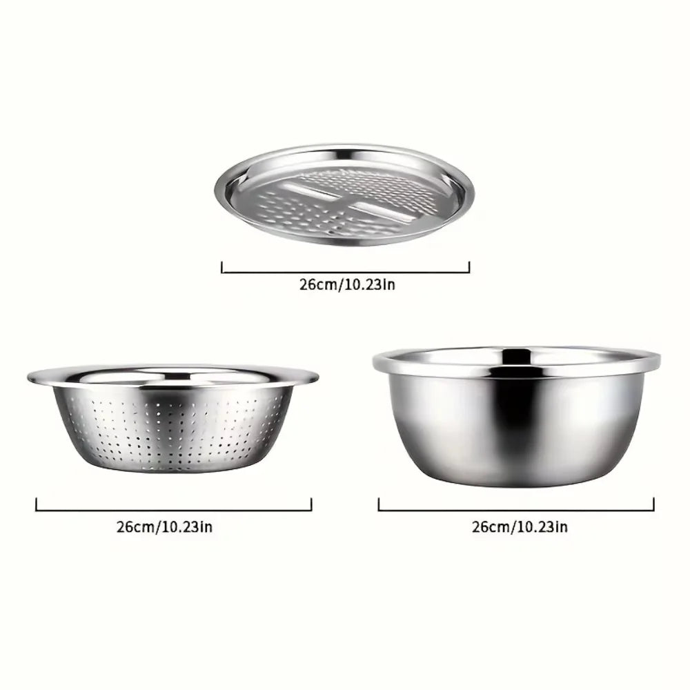3-Piece Vegetable Slicer Set with Washing Basin & Drain Basket Vegetable Slicer Set SPOT 3pcs set
