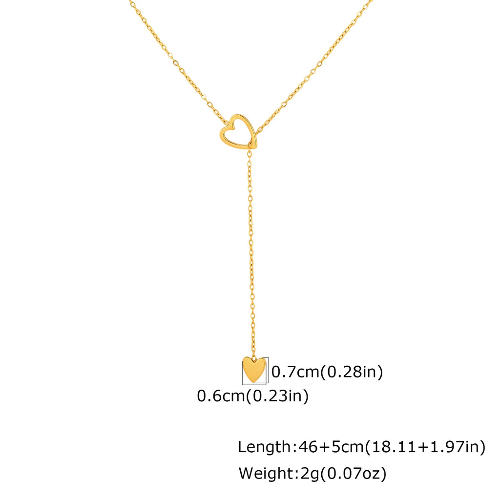 Heart Lariat Necklace – Hypoallergenic Stainless Steel Women Lariat Necklace SPOT NC-3041G