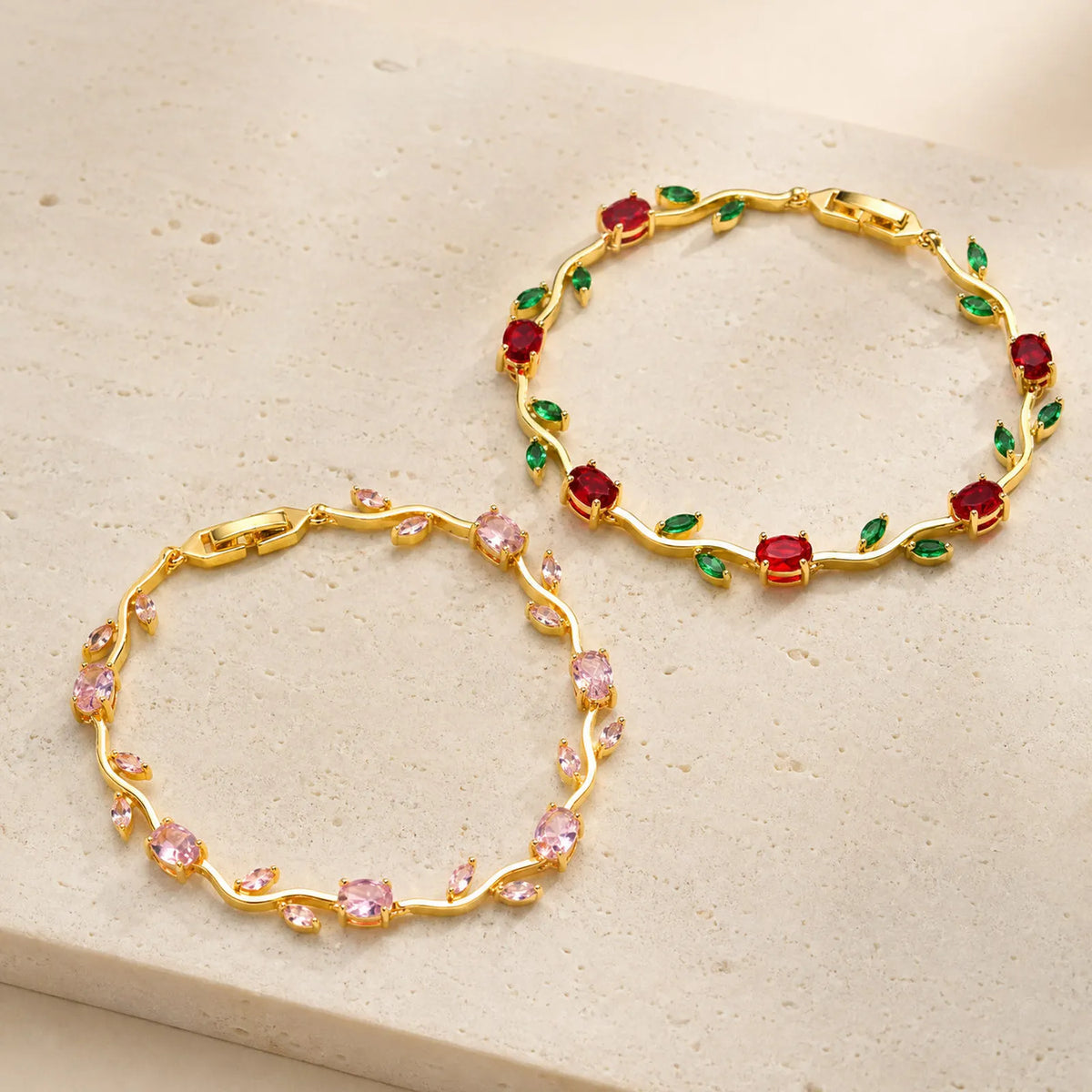 CZ Rose Flower Vine Bracelet – 18K Gold Plated | Meaeguet Fashion Bracelet SPOT