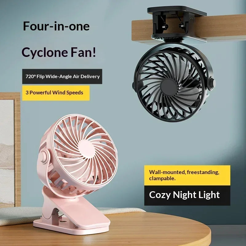 Rechargeable Clip Fan – 720° Rotatable USB Desk & Wall Fan Portable Clip Fan SPOT